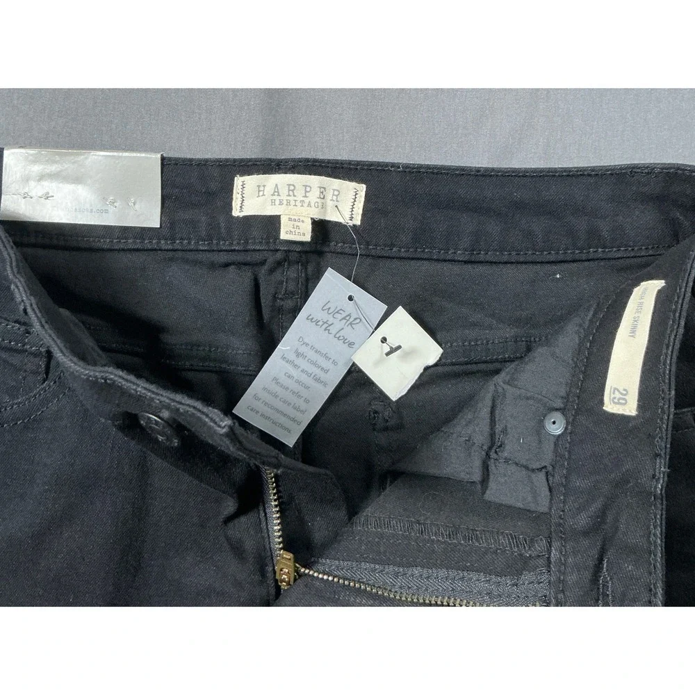 Harper Heritage Women High Rise Skinny Black Denim Cut Off Short Sz 29/ US 8 NWT